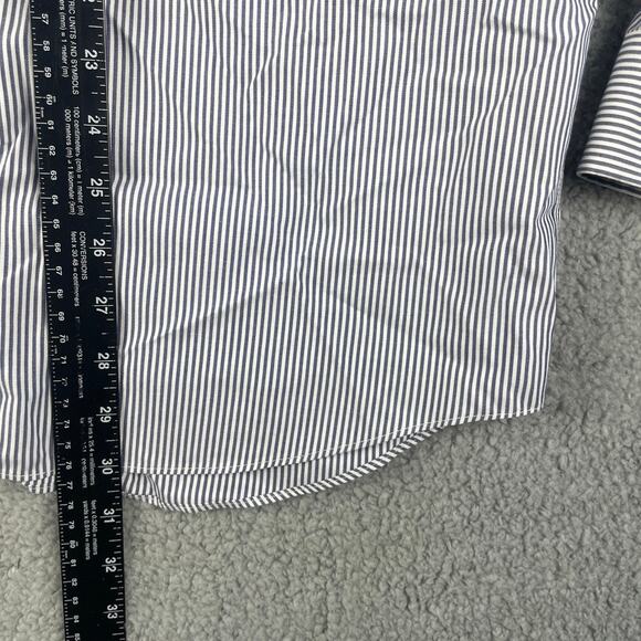 Eddie Bauer Men's Large Blue White Striped Cotton Long Sleeve Button Up Shirt - Picture 6 of 10